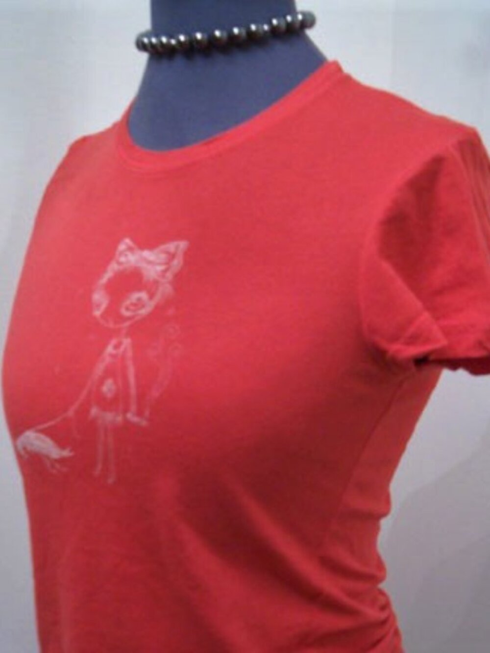 We Love Fine Coquette Girl Walking Roach Fitted Baby Tee Cherry ๐ Red XS - Picture 3 of 4